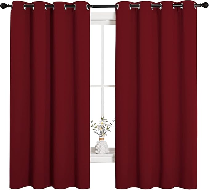 NICETOWN Christmas Burgundy Window Curtains Blackout Drapes, Thermal Insulated