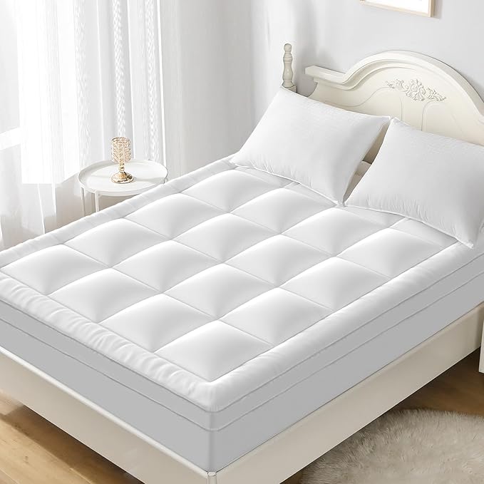 YUGYVOB Twin Mattress Topper - 800GSM Extra Thick Cooling & Breathable Mattress Pad with Deep Pocket 8"-21" & Soft Down Alternative Filling, White