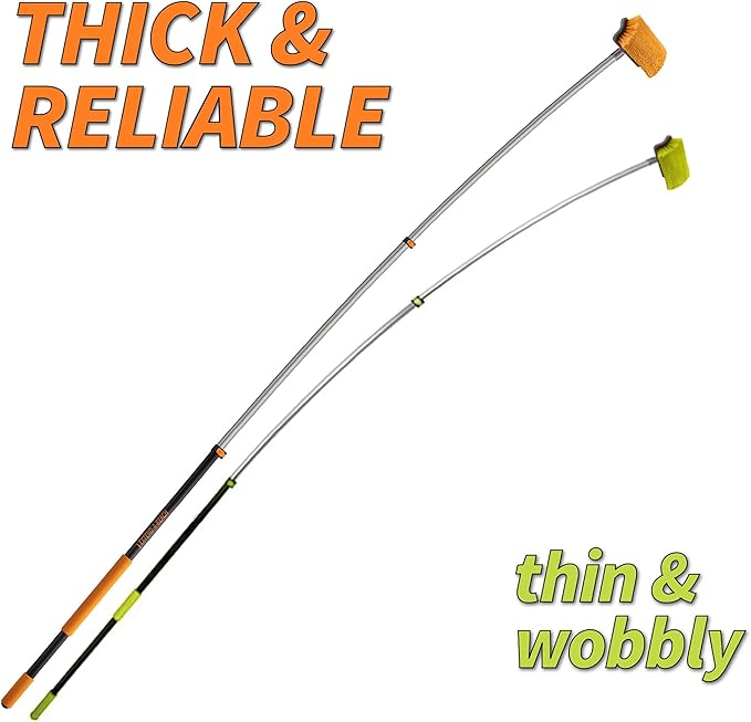 30-Foot Exterior House Cleaning Brush Set with 5-24 ft Extension Pole // Vinyl Siding Brushes with Telescopic Extendable Pole & Window Cleaning Squeegee Tool // The Ultimate Extension Scrub Brush Set