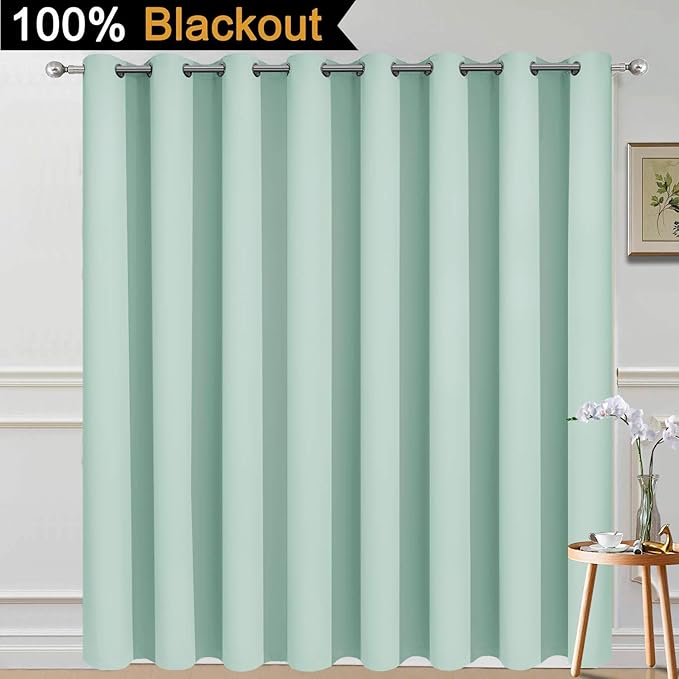 Yakamok Total Blackout Extra Wide Patio Sliding Door Curtains, Grommet Thermal