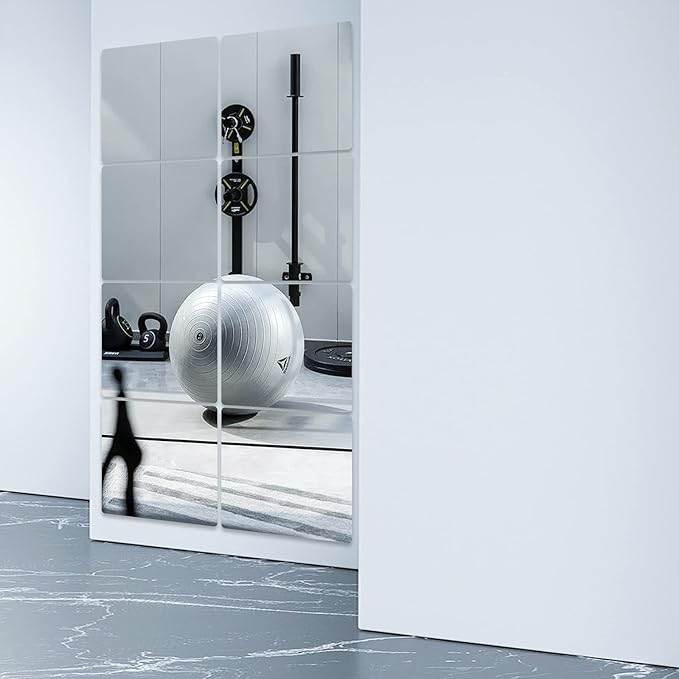 JEOYOO Full Length Wall Mirror Tiles, Frameless Full Body Mirror Tiles