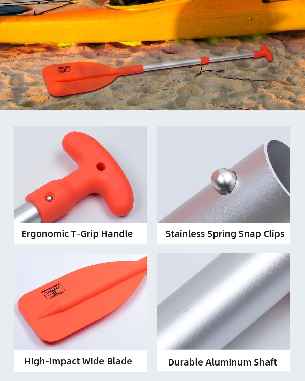 OCEANBROAD Telescoping Emergency Paddle - Adjustable 21'' to 42'' | Durable Aluminium for Kayaking & Canoeing