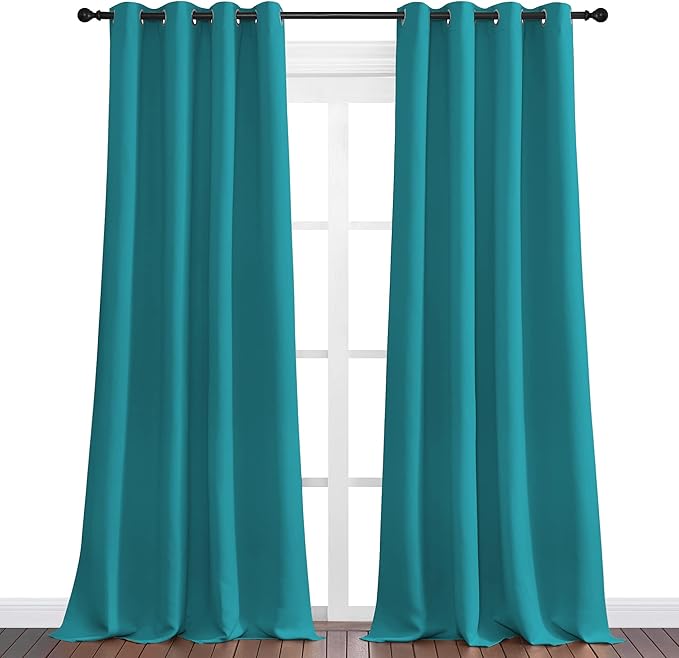 NICETOWN Room Darkening Curtains 108 inch Length 2 Panels, Peacock Teal