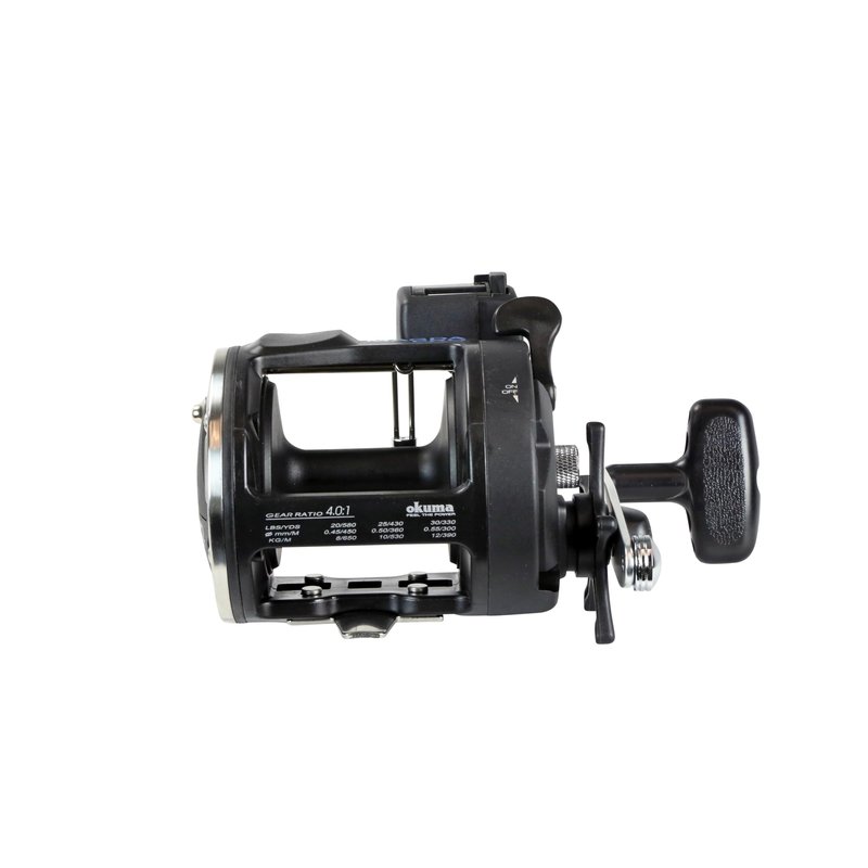 Okuma Magda Pro Line Counter Levelwind Trolling Reel, Small, Black/Silver, MA-20DX