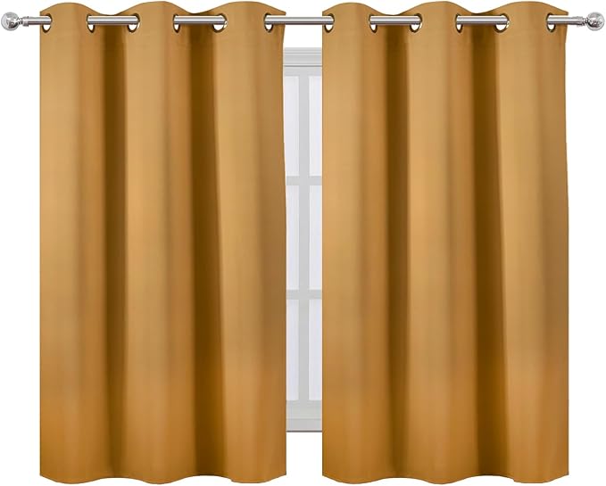 LEMOMO Mustard Yellow Blackout Curtains/38 x 54 Inch/Set of Two Panels Grommet