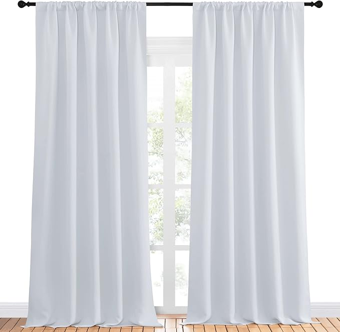 NICETOWN Greyish White Bedroom Curtain Panels