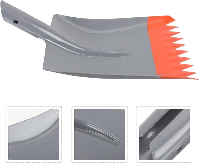 Heavy-Duty Metal Ice Shovel with Serrated Edge Snow and Ice Remover Tool for Driveway and Windshield Cleaning Convenient Ergonomic Design for Comfortable Cold Weather Use