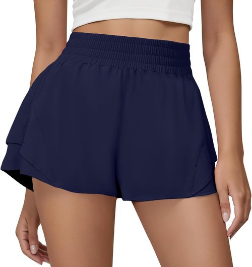 FireSwan Women's 2-in-1 Running Shorts - High Waisted, Quick Dry, Flowy Athletic Gym Shorts with Pockets
