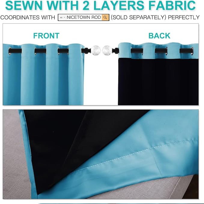 NICETOWN Insulated 100% Blackout Curtains, Noise Reducing Performance Drapes