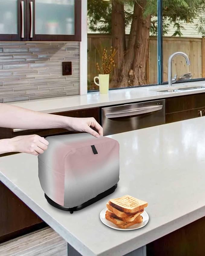 Toaster Cover 4 Slice Pink and Grey Ombre Toaster Oven Cover with Pockets Gradient Gradual Color Dustproof Bakeware Protector Small Kitchen Appliance Dust Covers and Fingerprint Protection for Women