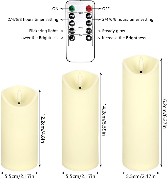 24 Packs of flameless LED Pillar Candles with Remote Control timers and Flashing Battery Operation for Halloween, Christmas and Wedding Home Decoration