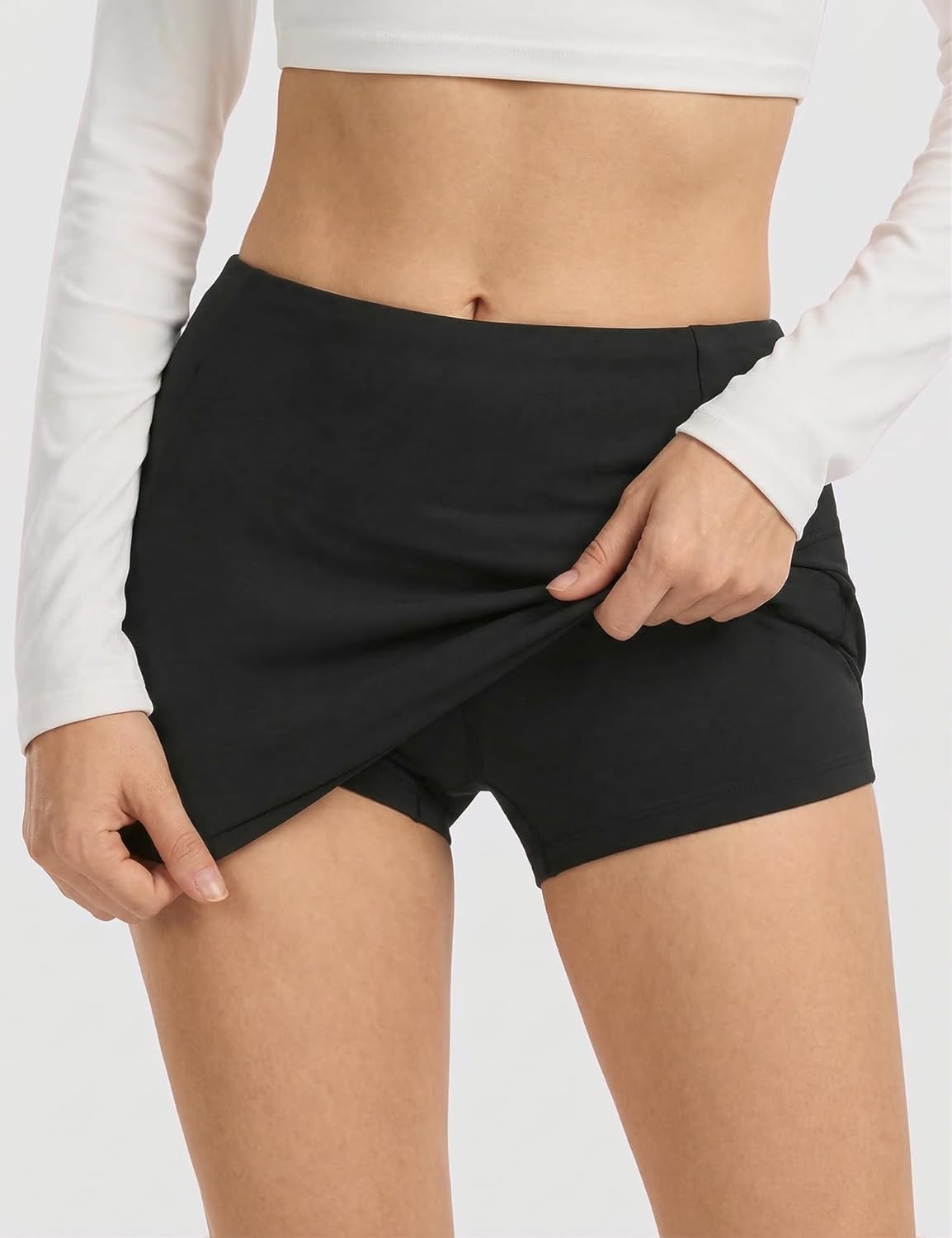 Skiennix Mini Skirt for Women - Trendy Low Waist Bodycon Skort with Shorts | Casual Side Split Design