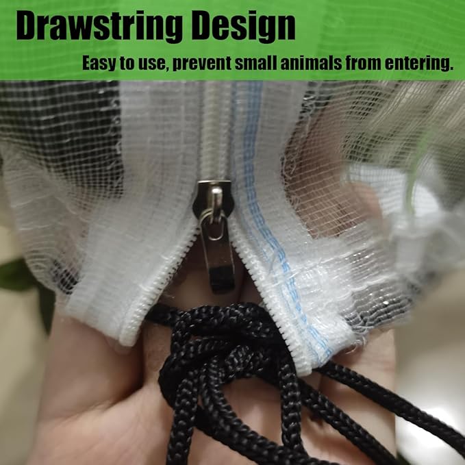 Gardtree 2PCS 6.5 × 7.8 FT Large Fruit Tree Netting Covers with Double Zipper & Drawstring, Garden Mesh Barrier for for Blueberry Bushes, Tomato & Citrus – Easy-Access Mesh Bird & Squirrel Barrier