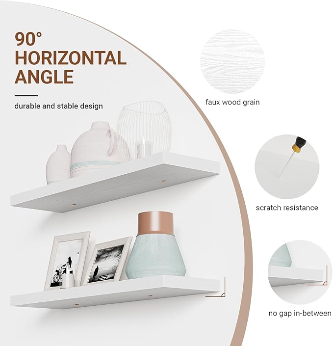 Heimlove Floating Shelves for Wall 36 Inches Long, 9.3" Deep White Floating