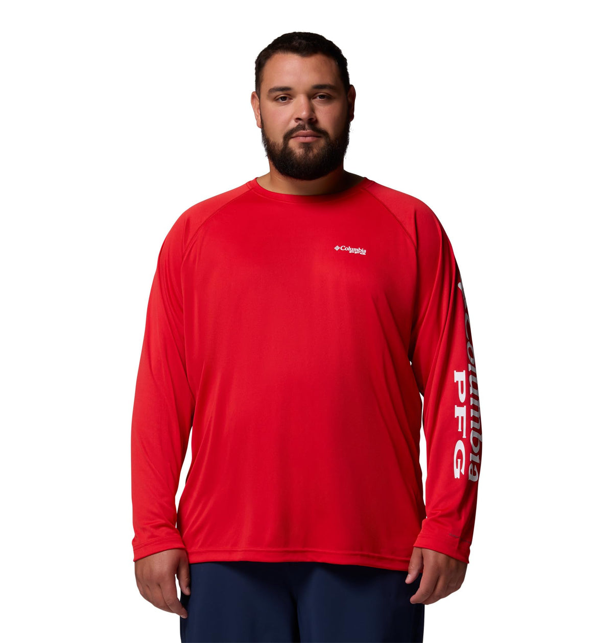 Columbia Men's PFG Terminal Tackle Long Sleeve Fishing Shirt, Red Spark/White Logo, 6X