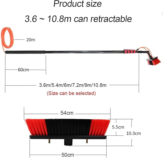 Professional Window Cleaner Window Cleaning Tool,3.6m/12FT Window Cleaning Pole Water Fed Telescopic Brush extendable Window Cleaning kit