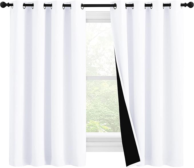 NICETOWN 100% Blackout Curtains 57 inches Long, Double-Deck Completely Blackout