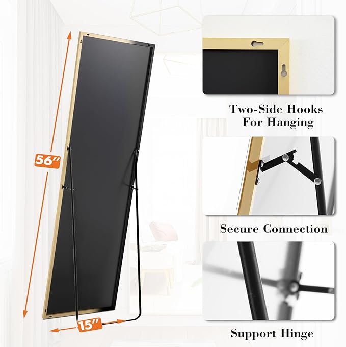 Sweetcrispy 56"x15" Full Length Mirror, Leaning or Standing Full Body Mirror
