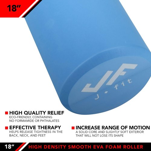JFIT High Density EVA Foam Roller - Smooth Surface for Exercise & Muscle Recovery | Multiple Sizes Available