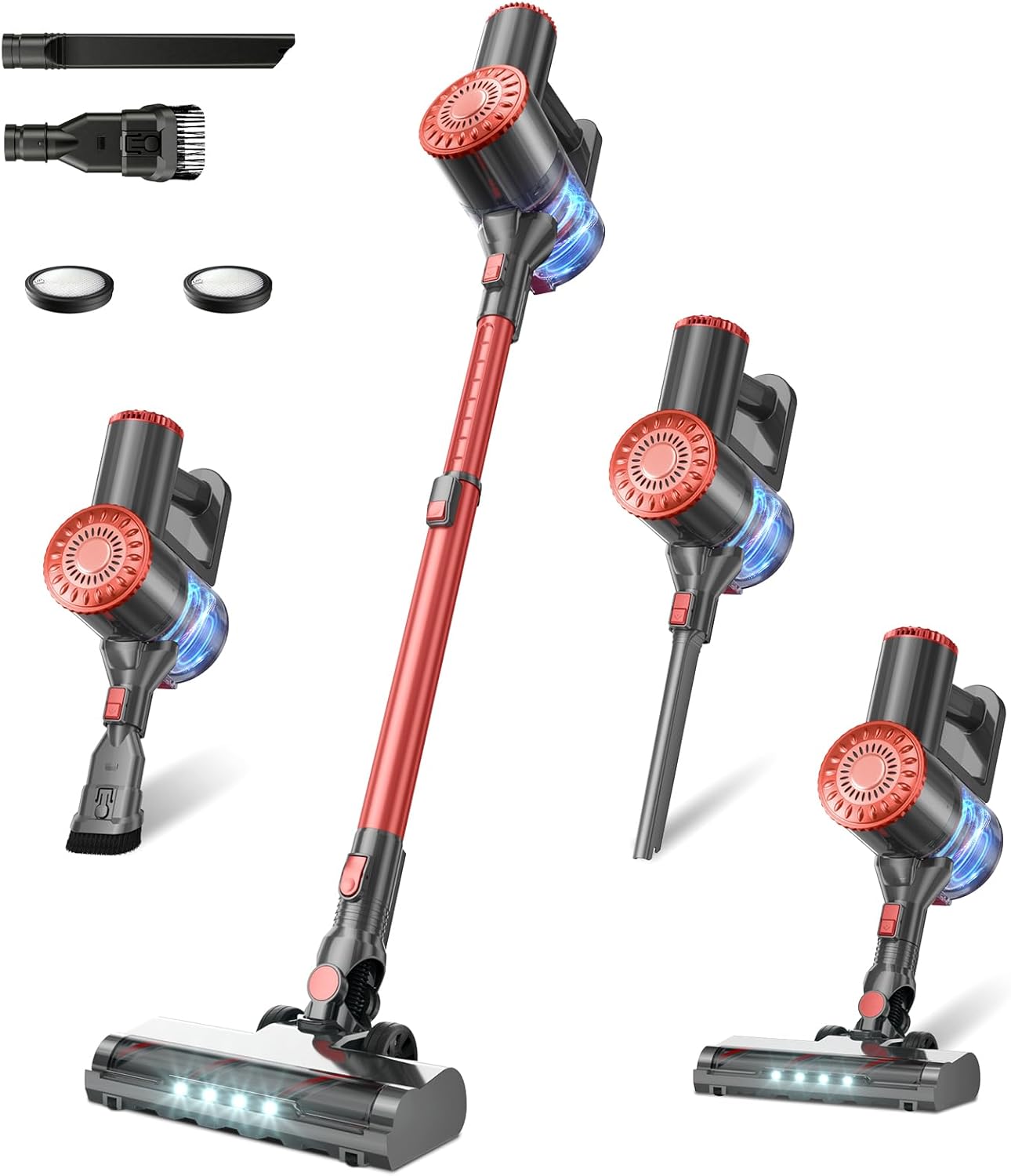 Cordless Vacuum Cleaner with Self-Standing, 40KPA Stick Vacuum Cleaners for Home, 8-in-1 Lightweight Rechargeable Vacuum, 7-Layer Filtration,Ideal for Carpet, Pet Hair, Hardwood Floors