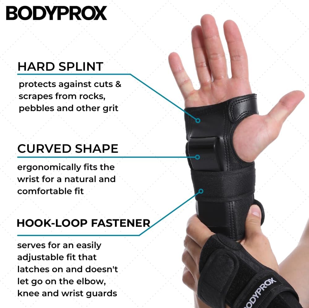 BODYPROX Knee Pads, Elbow Pads & Wrist Guards Set - Ultimate Protection for Skating & BMX | Adjustable Fit