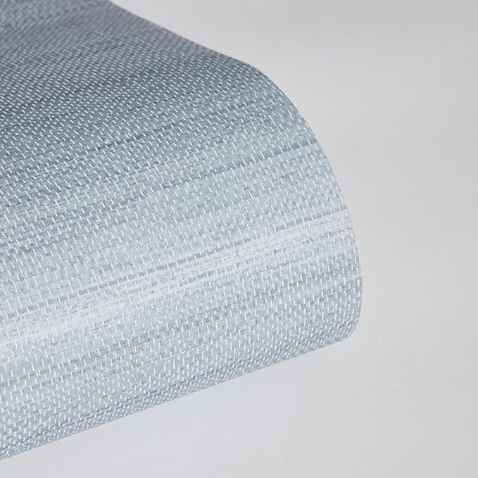 Tempaper Textured Powder Blue Horizontal Faux Grasscloth Removable Peel and