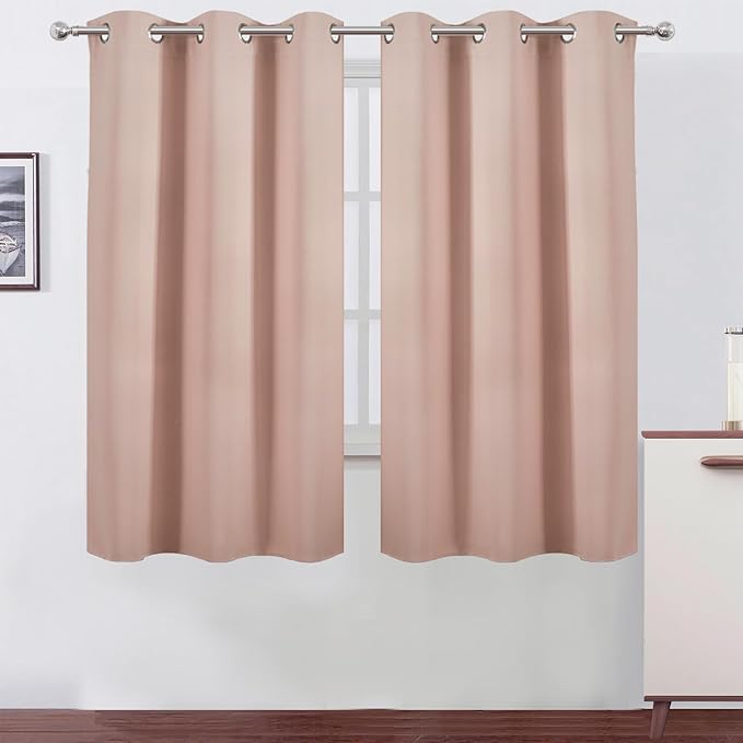 LEMOMO Blackout Curtains 42 x 63 inch/Blush Curtains Set of 2 Panels/Thermal