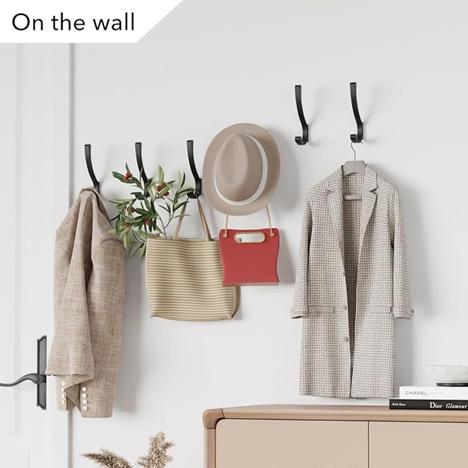 saffruff Wall Mount Coat Hooks, Heavy Duty Metal Hooks