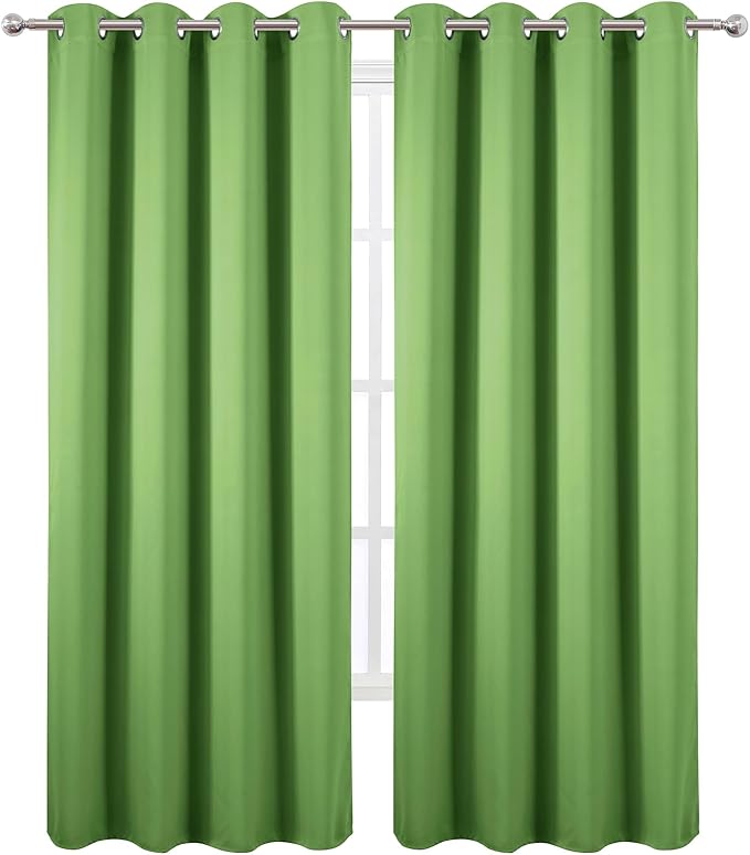LEMOMO Blackout Curtains 52 x 90 Inch Long Light Green Curtains Set of 2 Panels