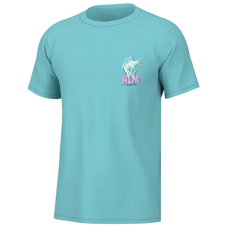 HUK Mens Fishing Graphic Tee, Performance Short Sleeve, Quick-Dry, Sail Bones - Marine Blue, XXX-Large