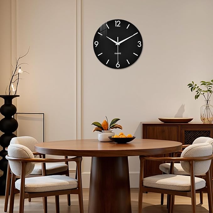 XFM Black Wall Clock 16 Inch Simple Wall Clocks Battery Operated Modern