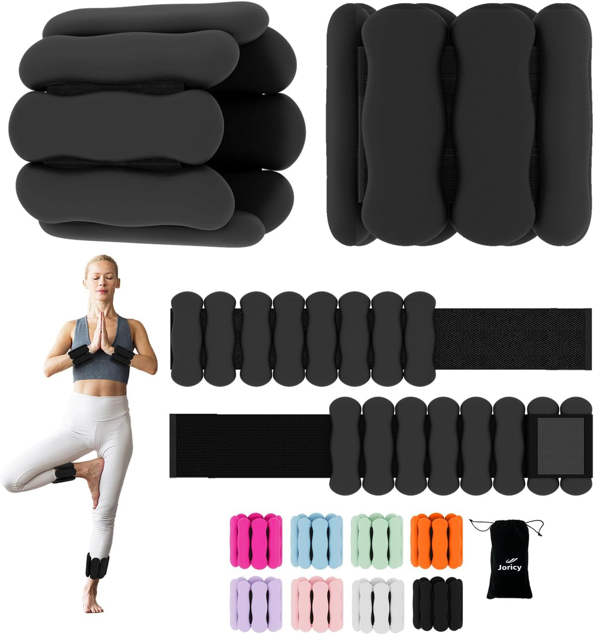 Skiennix Wrist Weights - 1lb & 2lb Adjustable Bangles for Strength Training, Yoga & Pilates