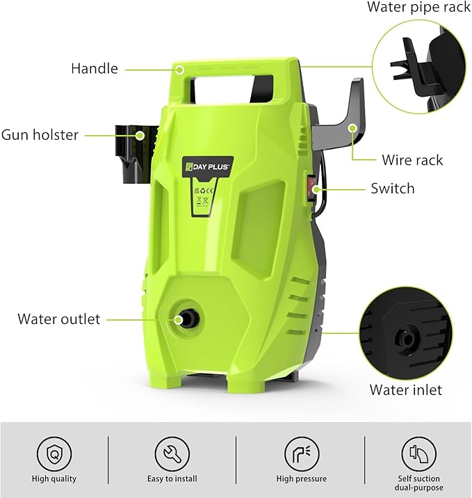 2800W Pressure Washer, 60Bar 500mL/H Portable Jet Washer Pressure Washers with Patio Cleaner, High Power Washing Machine Cleaner for Deep Cleaning Tools for Cars Patio Driveway Home Use