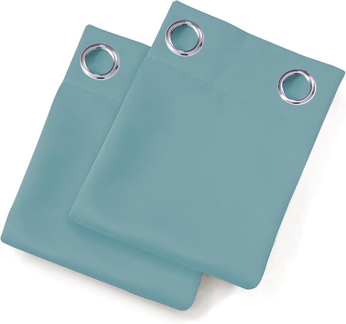 LEMOMO Stone Blue Blackout Curtains/38 x 54 Inch/Set of Two Panels Grommet