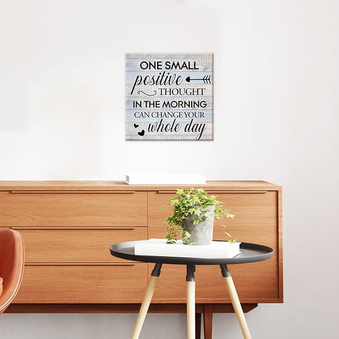 Inspirational Farmhouse Canvas Print Wall Art Decor One Small Positive Thought