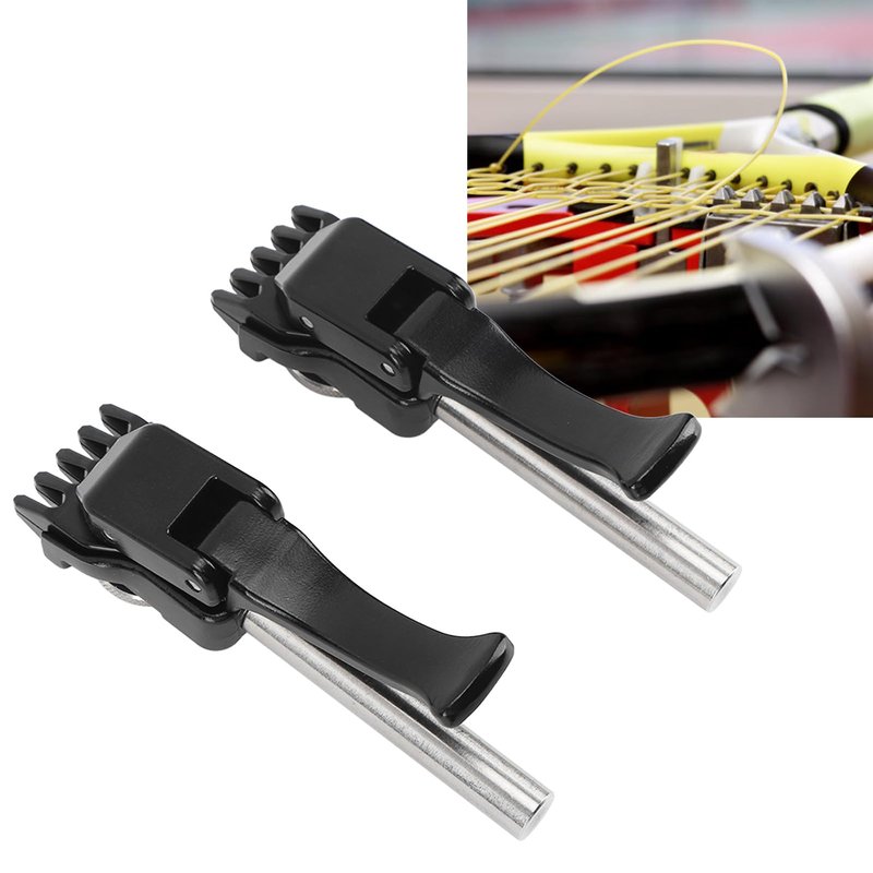 Topyond 1 Pair of Tennis Stringing Machine, Black Tennis Badminton Machine String Clamp with Flying and Starting Clamp for Precise Stringing, Handheld Badminton Machine Stringing Pliers