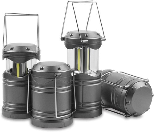 Lichamp LED Camping Lantern - 4 Pack Battery Powered Flashlights for Emergencies | Portable Gray Light
