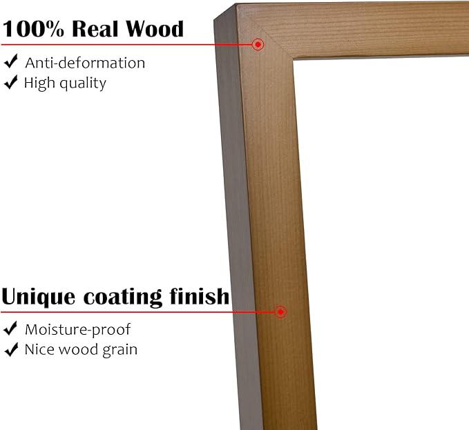 KINLINK 6x8 Picture Frame Brown, Solid Wood Frames with Acrylic Plexiglass for Pictures 4x6 with Mat or 6x8 without Mat, Tabletop and Wall Display Photo Frame, Set of 4