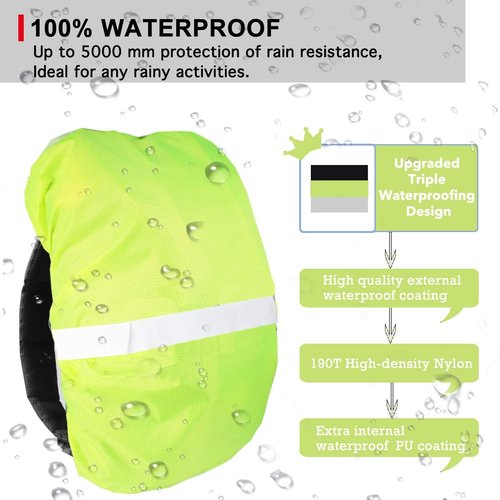 Frelaxy Hi-Visibility Backpack Rain Cover with Reflective Strip 100% Waterproof Ultralight Backpack Cover, Storage Pouch, Anti-Slip Cross Buckle Strap, for Hiking, Camping, Biking, Outdoor, Traveling
