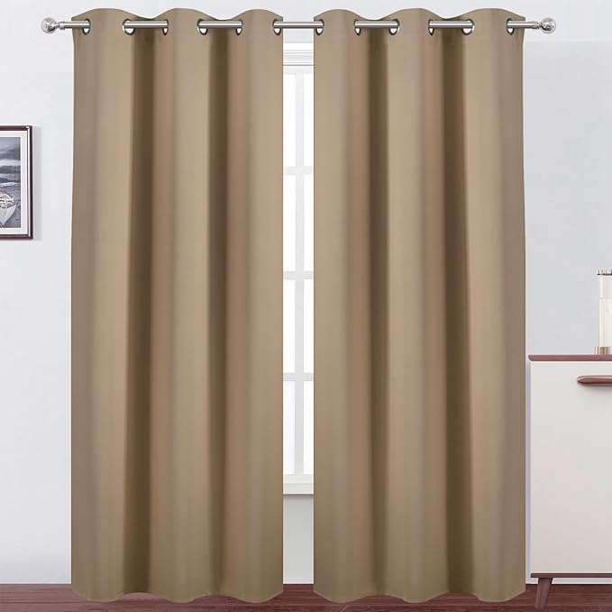 LEMOMO Natural Thermal Blackout Curtains/42 x 95 Inch/Set of 2 Panels Room
