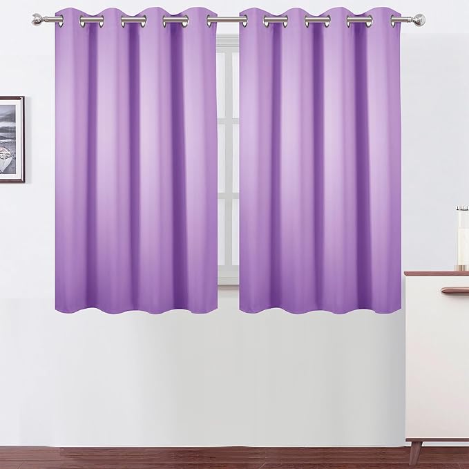 LEMOMO Blackout Curtains 52 x 45 inch Lavender Curtains Set of 2 Panels/Thermal