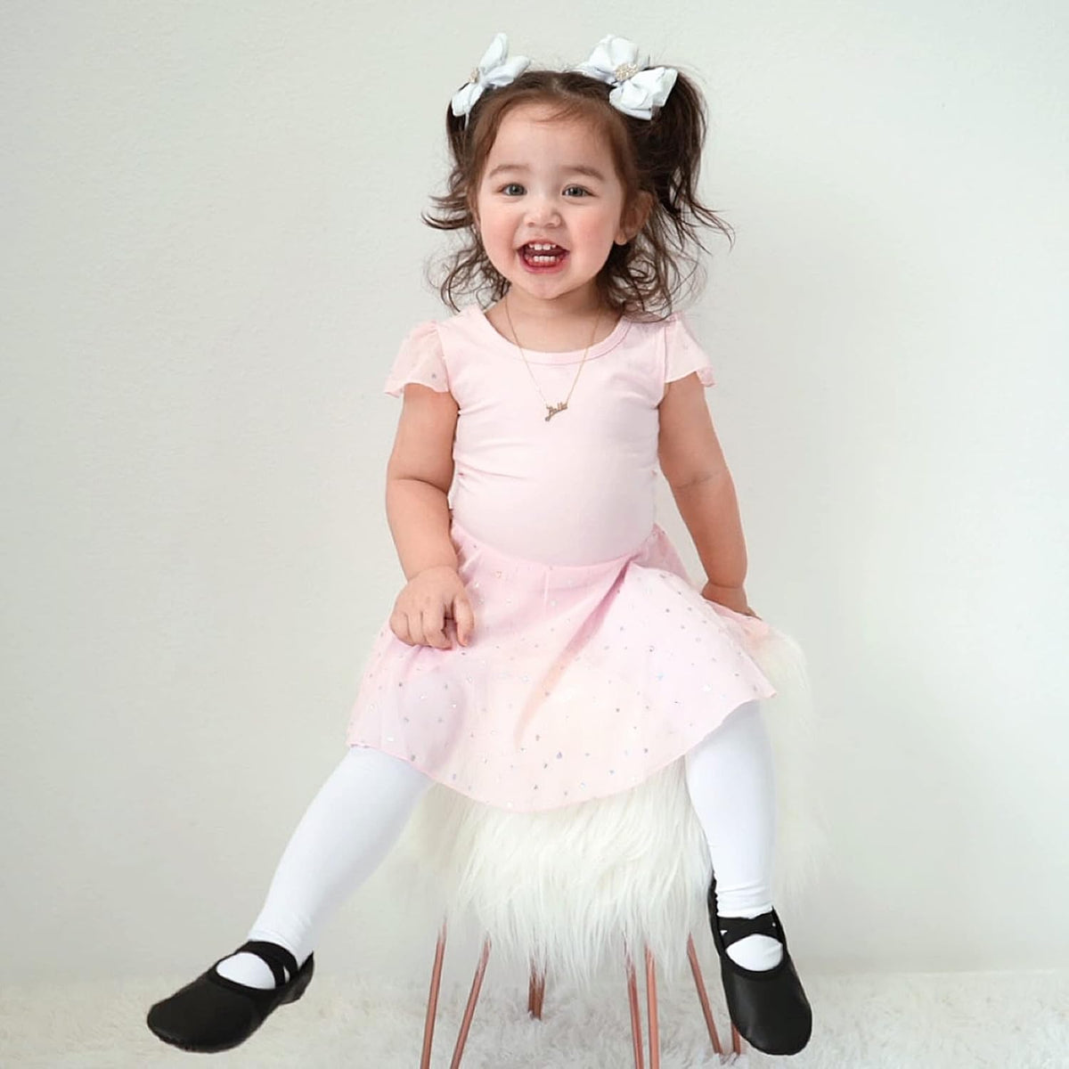 Stelle Ballet Leotard for Girls - Toddler Pink Dance Outfit with Ruffle Sleeves & Skirt