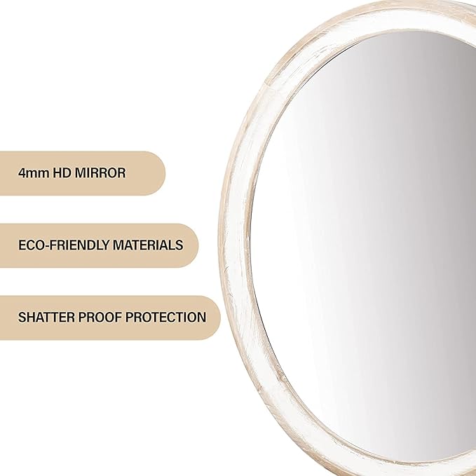 Reflinto 24 Inch Rustic Farmhouse Round Wall Mirror