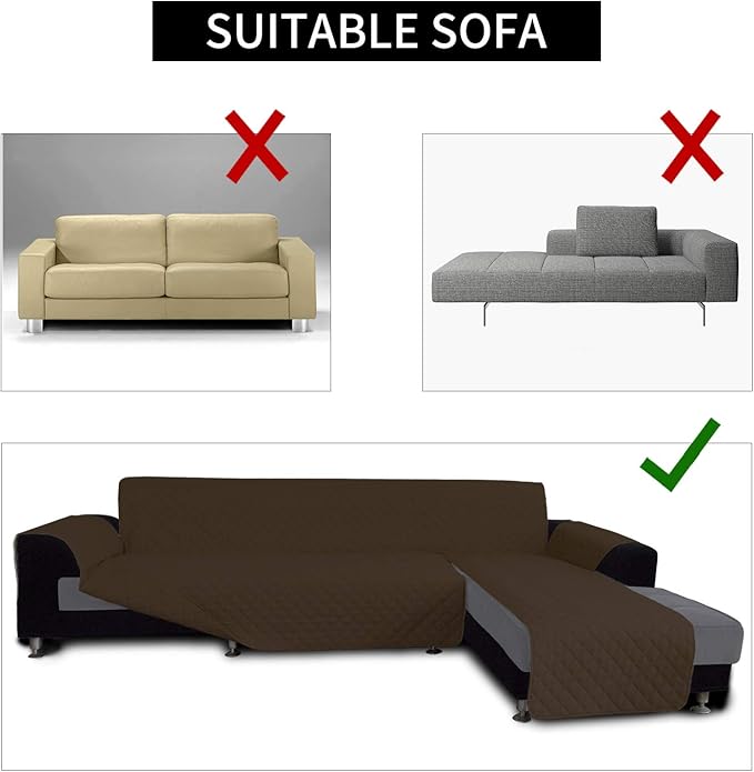 Easy-Going L Shape Sofa Cover Sectional Couch Cover Chaise Lounge Sofa Slipcover Furniture Protector Mat for Pets Dog Cat (Large, Coffee/Coffee)