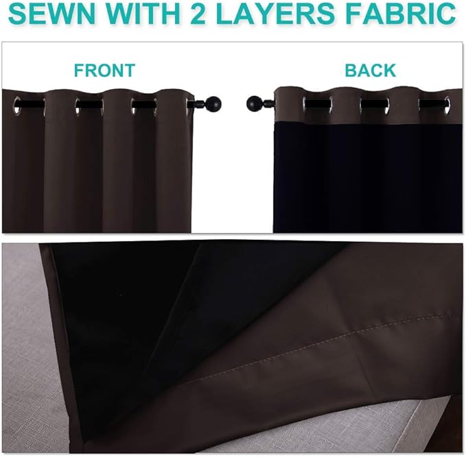 NICETOWN 100% Blackout Curtains 45 inches Long, 1 Pair, 42 inches Width Each