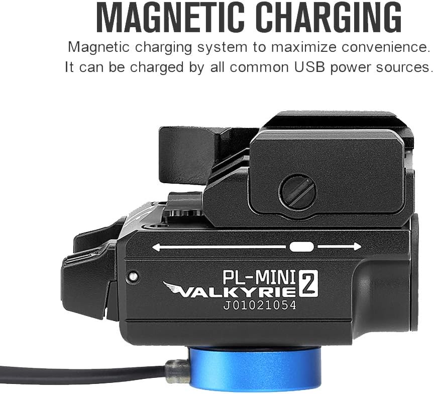 OLIGHT PL-Mini 2 Valkyrie 600 Lumens Magnetic USB Rechargeable Compact Hunting Gear with Adjustable Rail, High Performance CW LED Flashlight with Built-in Battery