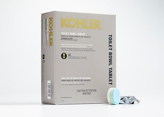 Kohler K-28634-NA Toilet Bowl Cleaning Tablets, Clean & Remove Stains, Fresh Ocean Scent, 32 Individually Wrapped Tablets