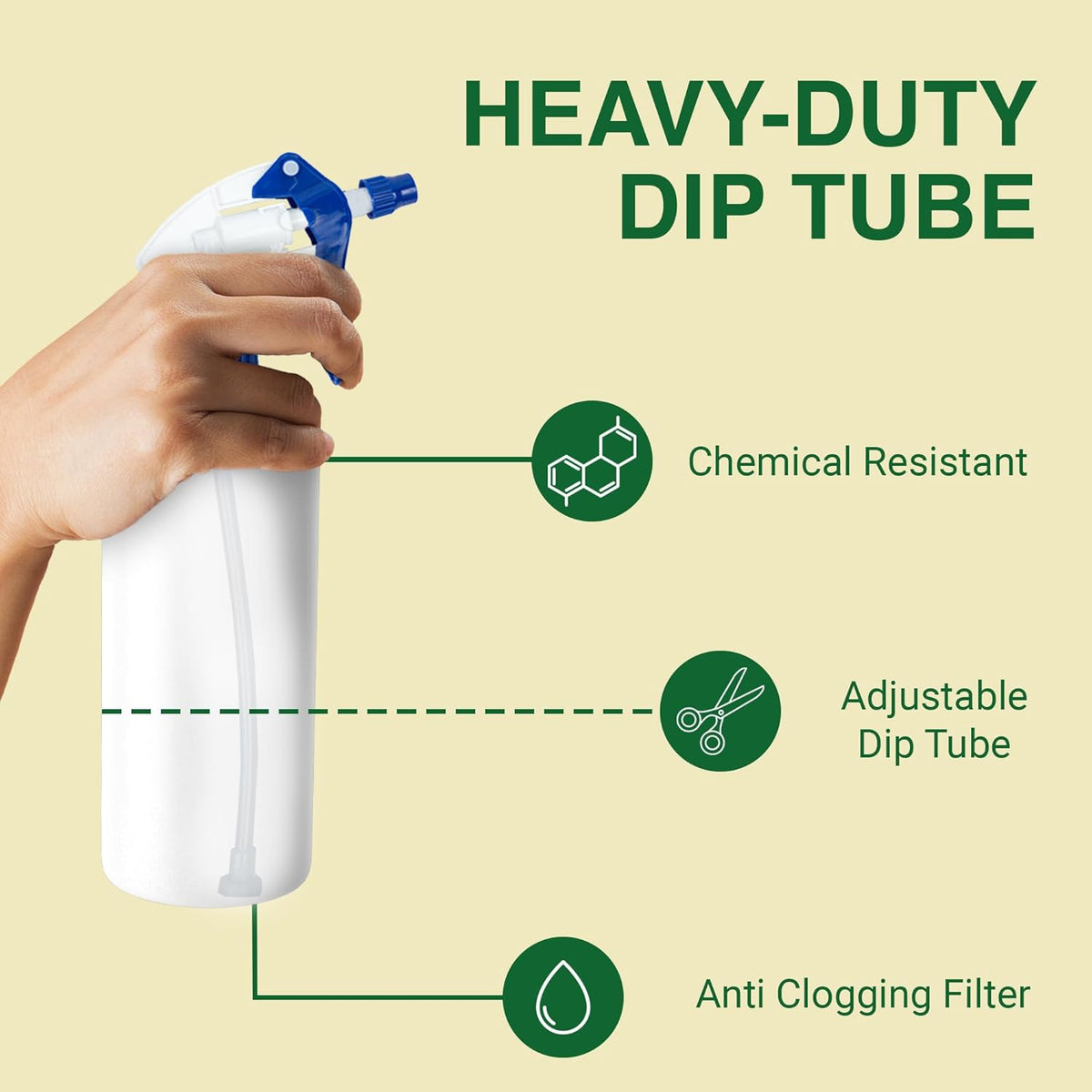 Heluva Green Spray Bottle Nozzle Replacement, Bottle Tops Only - Sprayer Nozzle Triggers for Heavy Duty, Commercial, Home Cleaning Solutions - Fits 8,16,24,32 oz Plastic & Glass Bottles, Blue 3 Pack