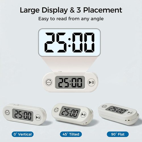 Digital Timer for Kids, Countdown Timer with Rotary Knob, Silent & Sound Modes, Large Display, Easy Reset for Kitchen, Cooking, Egg, Classroom, Teacher, Exercise, Study
