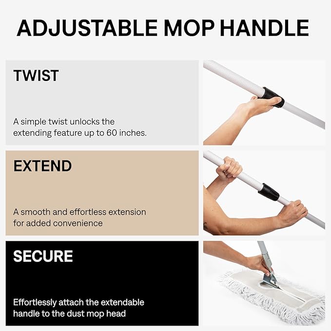 60 Inch Blue Commercial Dust Mop & Floor Sweeper with Extendable Handle – Mop for Hardwood, Tile, and Concrete Floor Cleaning
